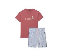 ARTHUR - Pyjama Court Homme, Ensemble Manches Courtes et Short - 100% Coton Bio léger, Doux et Confortable - Motif Chef Cuisinier Carreaux Marron - Taille L
