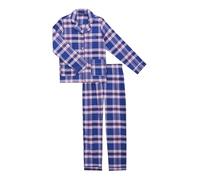 ARTHUR - Pyjama Femme boutonné, Ensemble Manches Longues et Pantalon - 100% Coton Chaud et Doux pour l'hiver - Motif Romy Tartan Marine - Taille L
