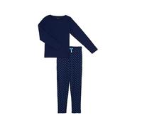 ARTHUR - Pyjama Femme, Ensemble Manches Longues et Pantalon - 100% Coton Bio Doux - Confort Optimal - Motif Petit cœur Fantaisie Bleu et Marine - Taille M