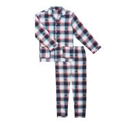 ARTHUR - Pyjama Homme boutonné, Ensemble Manches Longues et Pantalon - 100% Coton Chaud et Doux pour l'hiver - Motif Ours Carreaux Marine - Taille L