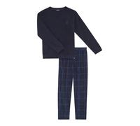 ARTHUR - Pyjama Homme en Polaire, Ensemble Manches Longues et Pantalon - Chaud et Doux pour l'hiver - Motif Windsor Bleu Marine - Taille XL
