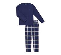 ARTHUR - Pyjama Homme en Polaire, Ensemble Manches Longues et Pantalon - Chaud et Doux pour l'hiver - Motif Luka Carreaux Marine - Taille XL
