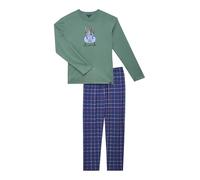 ARTHUR - Pyjama Homme, Ensemble Manches Longues et Pantalon - 100% Coton Bio Chaud et Doux - Motif 2CV Ski Carreaux Multicolore - Taille XL