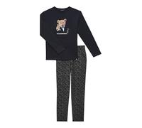 ARTHUR - Pyjama Homme, Ensemble Manches Longues et Pantalon - 100% Coton Bio Chaud et Doux pour l'hiver - Motif Champagne Bulles Noir - Taille M
