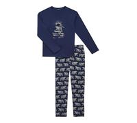 ARTHUR - Pyjama Homme, Ensemble Manches Longues et Pantalon - 100% Coton Bio Chaud et Doux pour l'hiver - Motif Ours Polaire Marine - Taille S