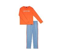 ARTHUR - Pyjama Homme, Ensemble Manches Longues et Pantalon - 100% Coton Bio Chaud et Doux pour l'hiver - Motif Everest Escalade Orange - Taille L