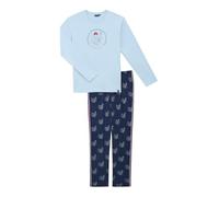 ARTHUR - Pyjama Homme, Ensemble Manches Longues et Pantalon - 100% Coton Bio Chaud et Doux pour l'hiver - Motif Ski Fantaisie Bleu - Taille S