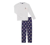 ARTHUR - Pyjama Homme, Ensemble Manches Longues et Pantalon - 100% Coton Bio Chaud et Doux pour l'hiver - Motif Nounours Fantaisie Beige - Taille L