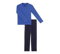 ARTHUR - Pyjama Homme, Ensemble Manches Longues et Pantalon - 100% Coton Bio Chaud et Doux pour l'hiver - Motif Uni Carreaux Bleu Electrique - Taille M