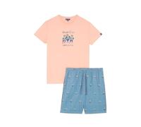 ARTHUR - Pyjama Short Homme Island - Ensemble de Pyjama Homme - T-Shirt Manches Courtes et Short - Coton Issu de l'agriculture Biologique - Motif Bleu Teddy - Taille XL