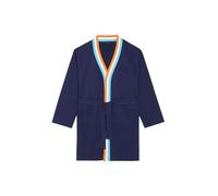 ARTHUR - Robe de Chambre Homme Molleton de coton - Col Kimono - Forme ceinturée avec 2 poches - Coton issu de l'agriculture biologique - Marine - Taille L
