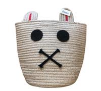 Arti Casa Boîte de Rangement - Petit Panier Rangement Ø27cm - Panier pour Salle de Jeux et Chambre d'enfant - Ø27 x 38 cm - Polyester - Beige/Noir