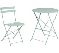 Arti Casa Salon De Bistro 3 Pièces Vert - Ensemble Jardin Métal Pliable - Table Ronde Avec 2 Chaises Pour Terrasse Ou Balcon Vert