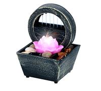 Arti Casa Fontaine de Table Fleur de Lotus - Fontaine d'intérieur avec lumière LED - Effet Positif - Fontaine avec Galets - 11,5 x 17 cm