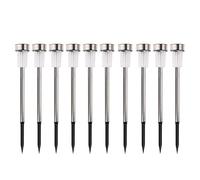 Arti Casa Lampe Solaire Exterieur - Lumiere Solaire 10 Pièces - Lampes de Jardin sur Piquet - Lumière Blanche et Colorée - Résistant à l'Eau IP44 - Ø4,8 x 36,5 cm - Acier Inoxydable