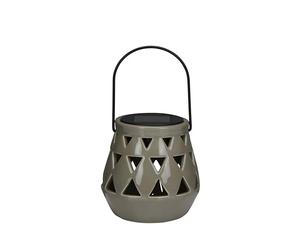 Arti Casa Lanterne Solaire Céramique - Lampe Solaire Exterieur - Lampe de Table avec Lumière Blanche Chaude - Autonomie jusqu'à 8 Heures - IP44 Étanche - 10 x 11 cm - Gris