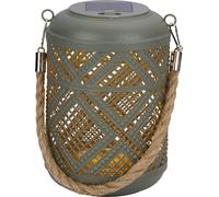 Arti Casa Lanterne solaire de jardin - Lampe de table avec lumière blanche chaude - Lampe de jardin avec jusqu'à 8 heures d'autonomie - IP44 étanche - 11 x 15,5 cm - plastique - gris