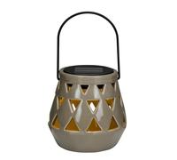 Arti Casa Lanterne solaire en céramique Lampe solaire de jardin - Lampe de table avec lumière blanche chaude - Lampe de jardin avec jusqu'à 8 heures d'éclairage - IP44 étanche - 11 x 10 cm - Blanc