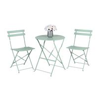 Arti Casa Salon de Bistro 3 Pièces Vert - Ensemble Jardin Métal Pliable - Table
