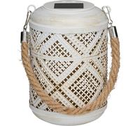 Arti Casa Solar Laterne Solar Lamp Garden - Lampe de table avec lumière blanche chaude - Lampe de jardin avec jusqu'à 8 heures d'autonomie - IP44 étanche - 11 x 15,5 cm - plastique - blanc