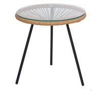 Arti Casa Table D'Appoint Acapulco Table Basse Ronde en Verre et Métal - Petite Table Ø44X47 cm - Design Moderne