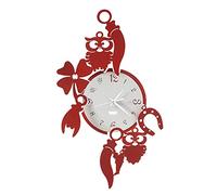 Arti e Mestieri 0OR3593C204 Horloge Murale Porte-Bonheur Buffo Good Luck, matériau Fer, Dimensions 32 x 52 (H) cm, Couleur Rouge et Blanc marbre.