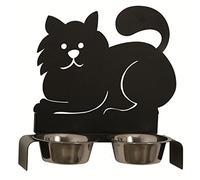 Arti e Mestieri Porta Ciotole Gatto Doppio Nero