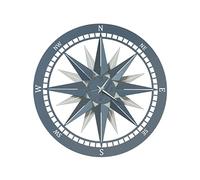 Arti & Mestieri Boussole Petite - Horloge Murale Design 100% fabriquée en Italie - Fer, diamètre 45 cm (Blanc marbre et Bleu)