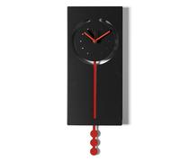 Arti & Mestieri Omega - Horloge pendule murale Design 100 % fabriquée en Italie - en fer, 20 x 53 cm (noir et rouge)