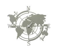 Arti & Mestieri Planisphère - Horloge Murale Design 100% Made in Italy - Fer - 68 x 62 cm (Ivoire et Boue)