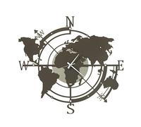 Arti & Mestieri Planisphère - Horloge Murale Design 100% Made in Italy - Fer - 68 x 62 cm (Sable et Bronze), Noir