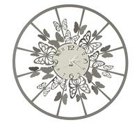 Arti & Mestieri Sfarfallio Grande Horloge Murale Design 100% fabriquée en Italie - en Fer, diamètre 60 cm (Boue et Ivoire)