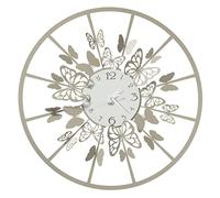 Arti & Mestieri Sfarfallio Grande Horloge Murale Design 100% fabriquée en Italie - en Fer, diamètre 60 cm (Sable et marbre Blanc)