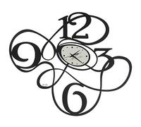 Arti & Mestieri Sketch Grande Horloge Murale Design 100% fabriquée en Italie - en Fer, diamètre 80 x 68 cm (Noir et Blanc marbre)