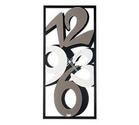 Arti & Mestieri Vision - Horloge Murale Design 100% fabriquée en Italie - en Fer, 42 x 90 cm (Noir, Boue et Blanc marbre)