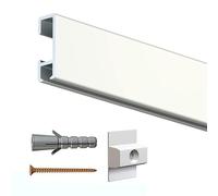 Arti Teq - Cimaise Click Rail 200cm cm + Clips, vis et Chevilles Murs Creux - Cimaise Tableau Artiteq Blanc laqué