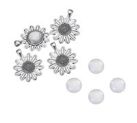 Artibetter 1 kit d'accessoires pour la création de bijoux : plateau cabochon rétro 18 mm, dôme en verre pour pendentif DIY, base en métal vierge pour créations et breloques.