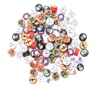 Artibetter 100 Pièces Perles en Pâte Polymère D'halloween et Design Thème Halloween 10mm pour Fabrication Bijoux, Lisse Plusieurs styles pour Bracelets et Boucles D'oreilles