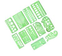 Artibetter 11 Pièces Ensemble de Gabarits de Mesure en Plastique Vert pour Dessin Architectural Règles Géométriques Pratiques, Outil de Mesure pour DIY et Étudiants