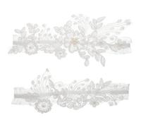 Artibetter 1ensemble Jarretière Mariage Dentelle avec Fleurs Perlées Accessoire Peau Douce pour Mariée Bandeau Jambe Élégant et Confortable