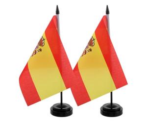 ARTIBETTER 2 Ensembles de Drapeaux de Table Espagnols Miniatures en Polyester avec Support Noir, Légers et Portables pour Décoration de Bureau et Événements Football 2026