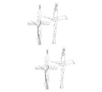Artibetter 2 Ensembles Pendentif Croix Collier Gothique Délicat Religieux Sterling Catholique Pendentif Crucifix Étiqueter Colliers Collier Croix Première Acier Inoxydable Silver 2 Pièces * 2