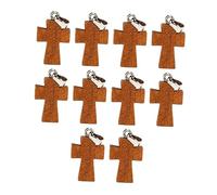 Artibetter 2 Ensembles Pendentif Croix Miniature Vintage Breloques Collier Bijoux DIY Collier Croix Homme Breloques Croix En Bois Marron 10 pièces * 2
