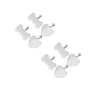 Artibetter 2 Ensembles Pendentifs Vides Inoxydable Pour Personnalisation Médailles Diy À Graver Forme De Coeur Et Os Étiquettes De Bricolage Pour Accessoires Personnalisés 4 Pièces * 2