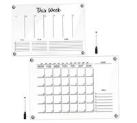 ARTIBETTER 2 Ensembles Tableau Mémo Transparent Acrylique de Tableaux Écrits pour Étudiants Effaçables à Sec Décoration Murale Pratique et