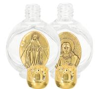 Artibetter 2 Pièces Bouteille d'eau Décorative en Verre Or 15ml Bouchon Sécurité Étanche pour Eau de Baptême pour Communion et Bénédictions Plusieurs Styles
