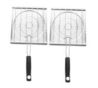 Artibetter 2 pièces Cuisson Pliable Acier Inoxydable avec Poignée Plastique Plateau Large Polyvalent pour Toasts et Barbecue Camping Adapté Intérieur et Extérieur