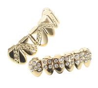 ARTIBETTER 2 Pièces Grillz Dentaires en Métal Doré pour Halloween, Ensemble de Confortable et Polyvalent, Accessoire de Fête Hip Hop pour Costumes Festifs