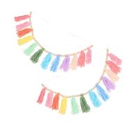 ARTIBETTER 2 pièces Guirlande Murale Pastel Perles Bois et Pampilles Colorées Décoration Bohème pour Chambre Fête et Nurserie Lot