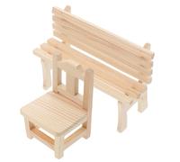 Artibetter 2 pièces Miniature Dollhouse Wooden Bench Set Mini Chair Decoration for Doll House Accessories Natural Color Small Bench for Miniature Furniture and DIY Dollhouse